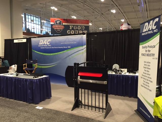 The DAC Industries Booth features a Detex panic bar set up.