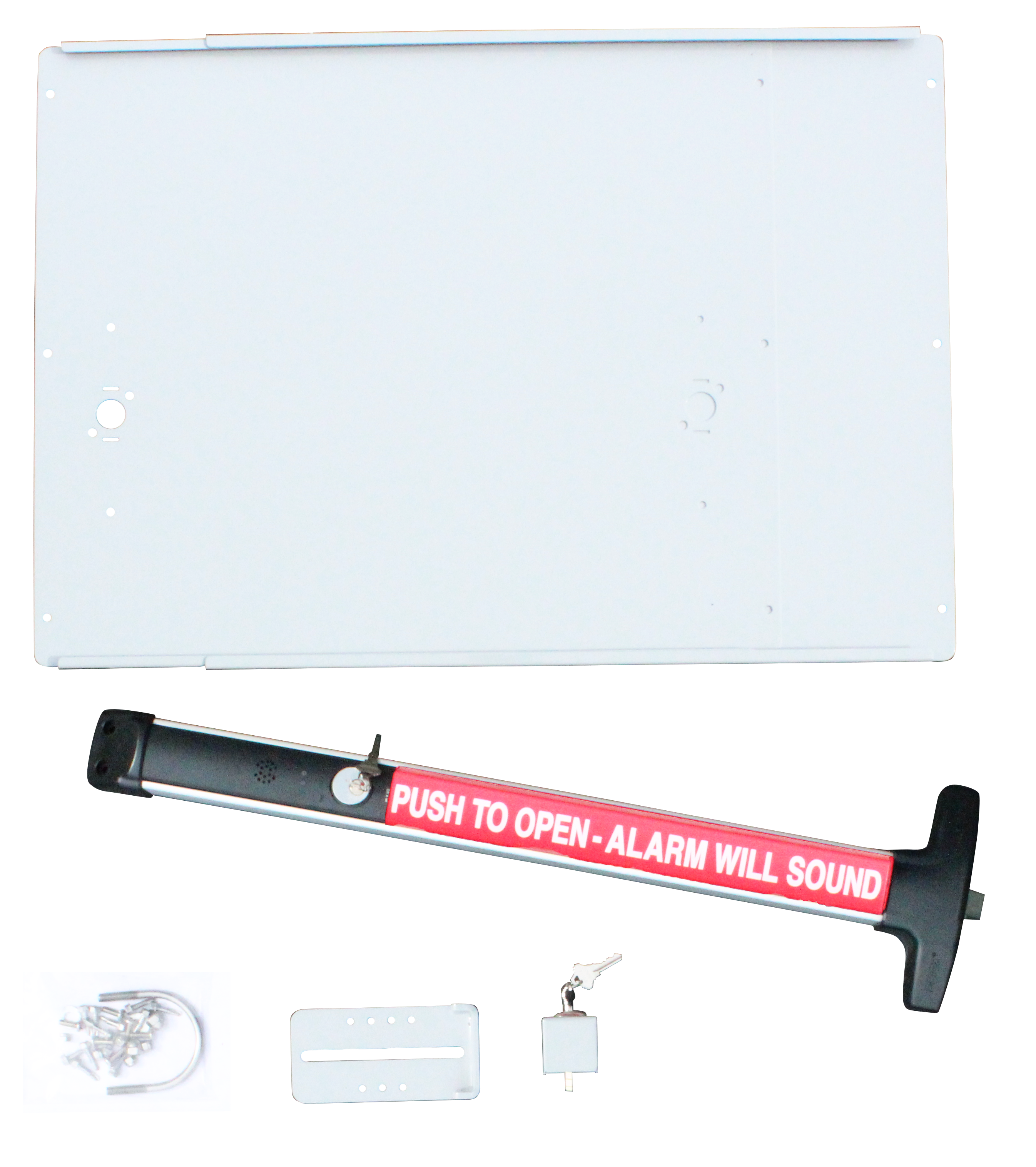 The Detex Exit Bar Kit with Alarm is a designed to be a reliable solution for your panic exit hardware needs.
